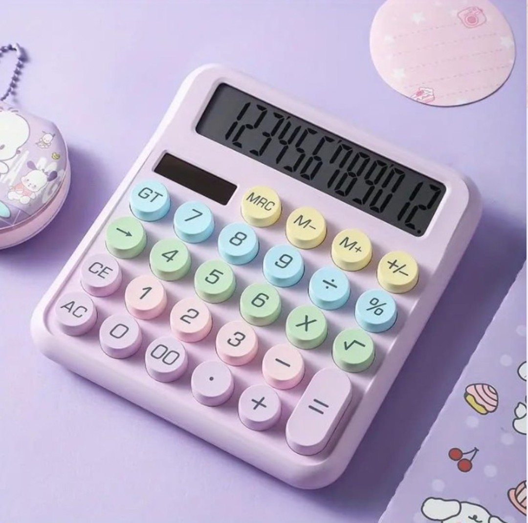 Cute Pastel Calculator with Large Display | 12 Digit Desktop Calculator | Soft Silicone Buttons | Battery Operated | Office, School & Home Use view 2