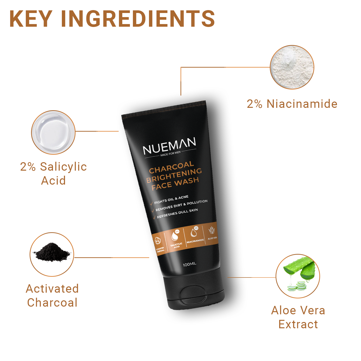 NUEMAN Charcoal Brightening Face Wash 100ml view 3