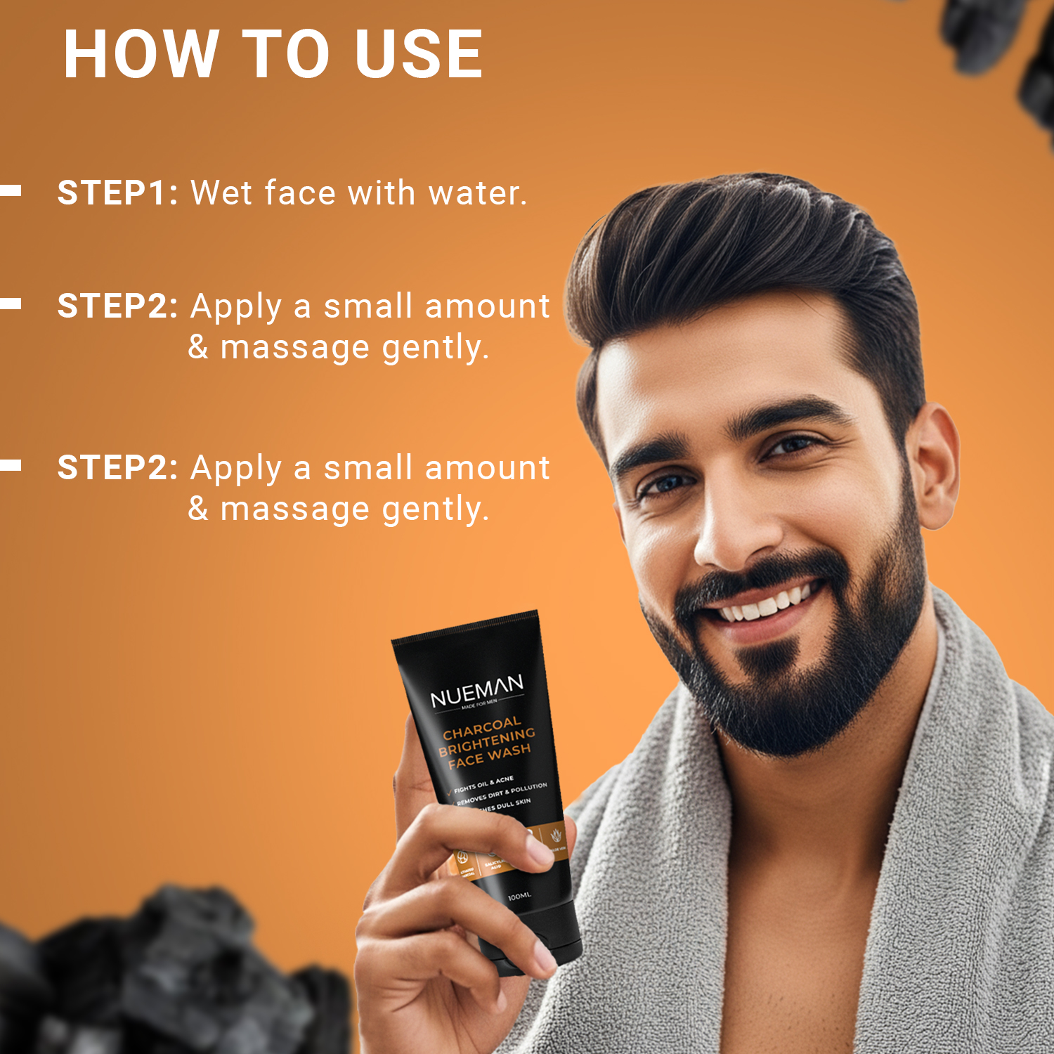 NUEMAN Charcoal Brightening Face Wash 100ml view 4