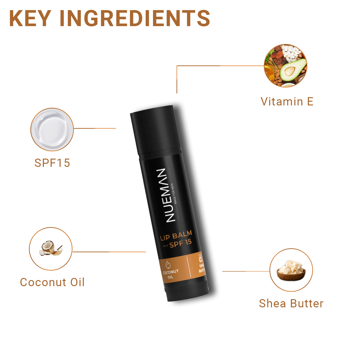 NUEMAN Lip Balm with SPF 15 - Shea Butter & Coconut Oil view 3