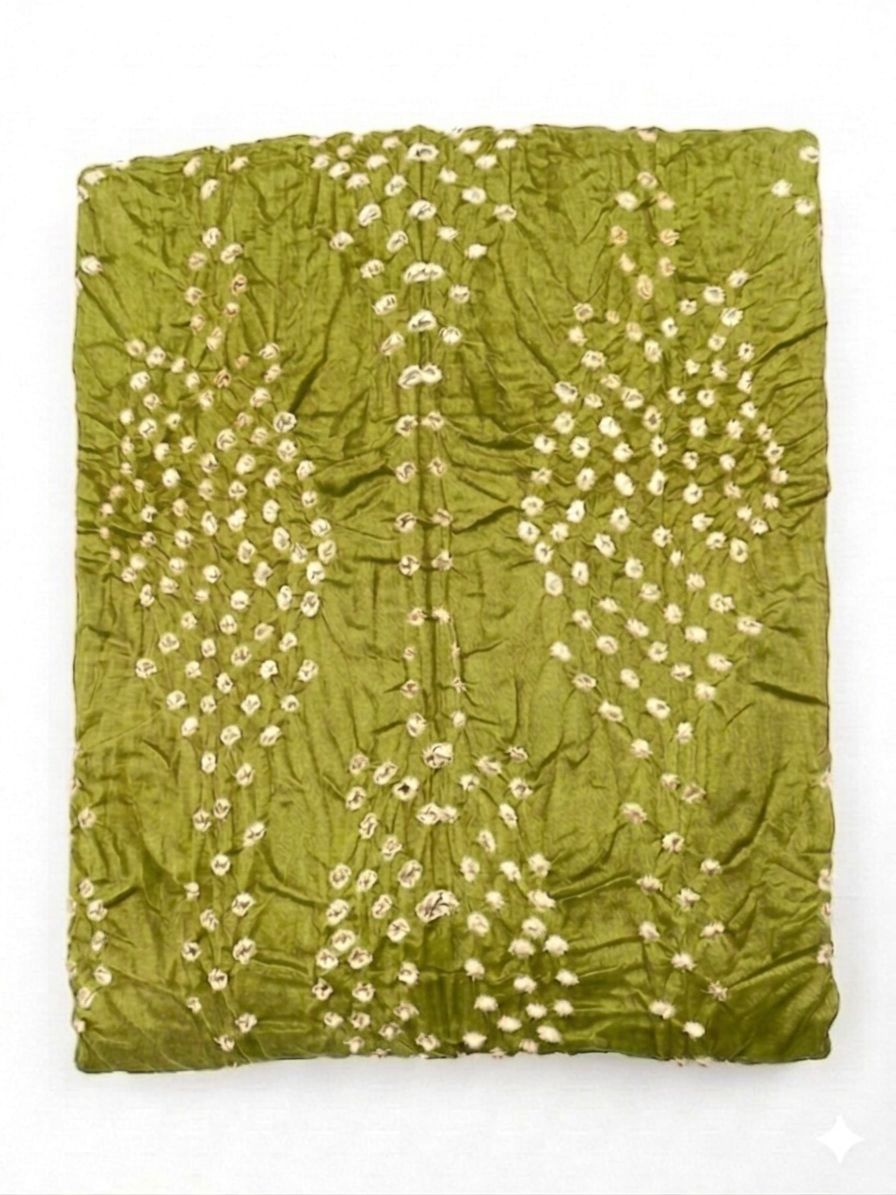 Olive Green Traditional Bandhani Suit Set view 4