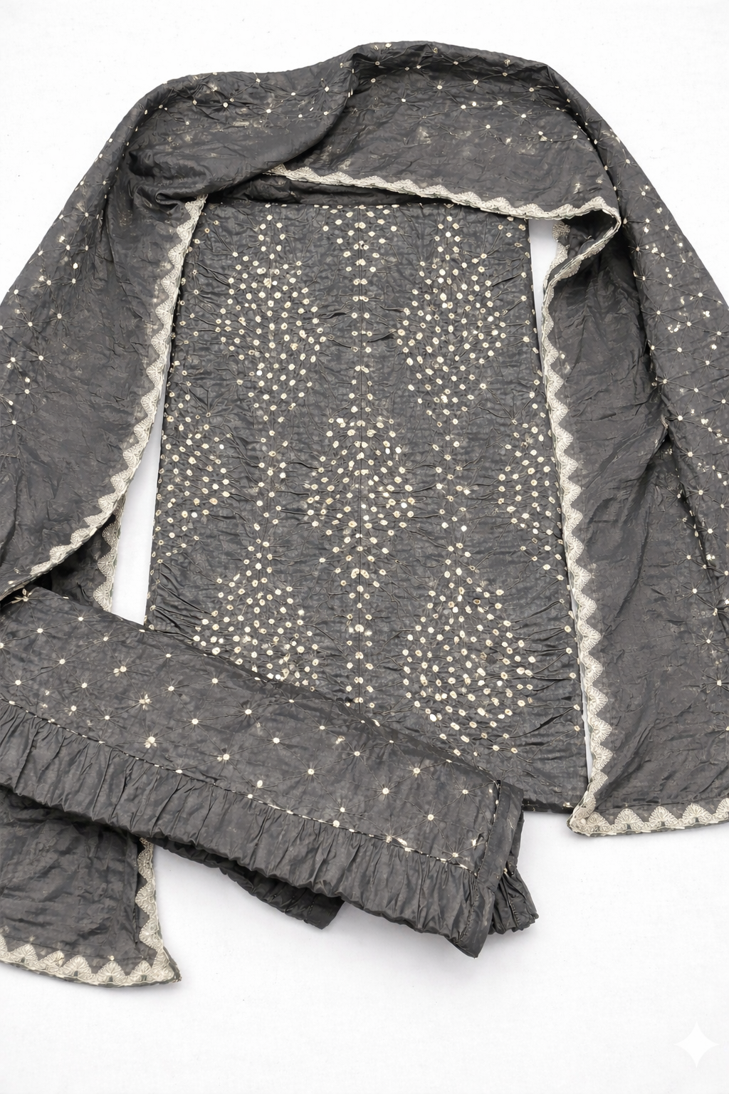 Traditional Gray Kurta Set with Gold Embellishments and Matching Dupatta view 2