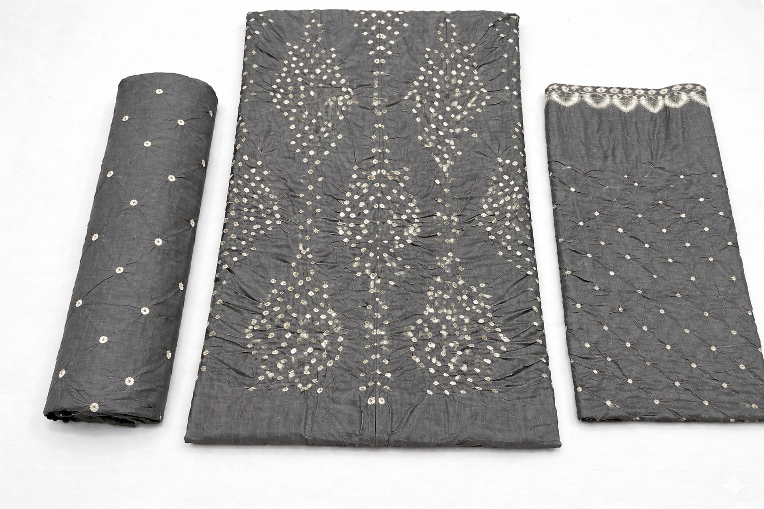 Traditional Gray Kurta Set with Gold Embellishments and Matching Dupatta view 3