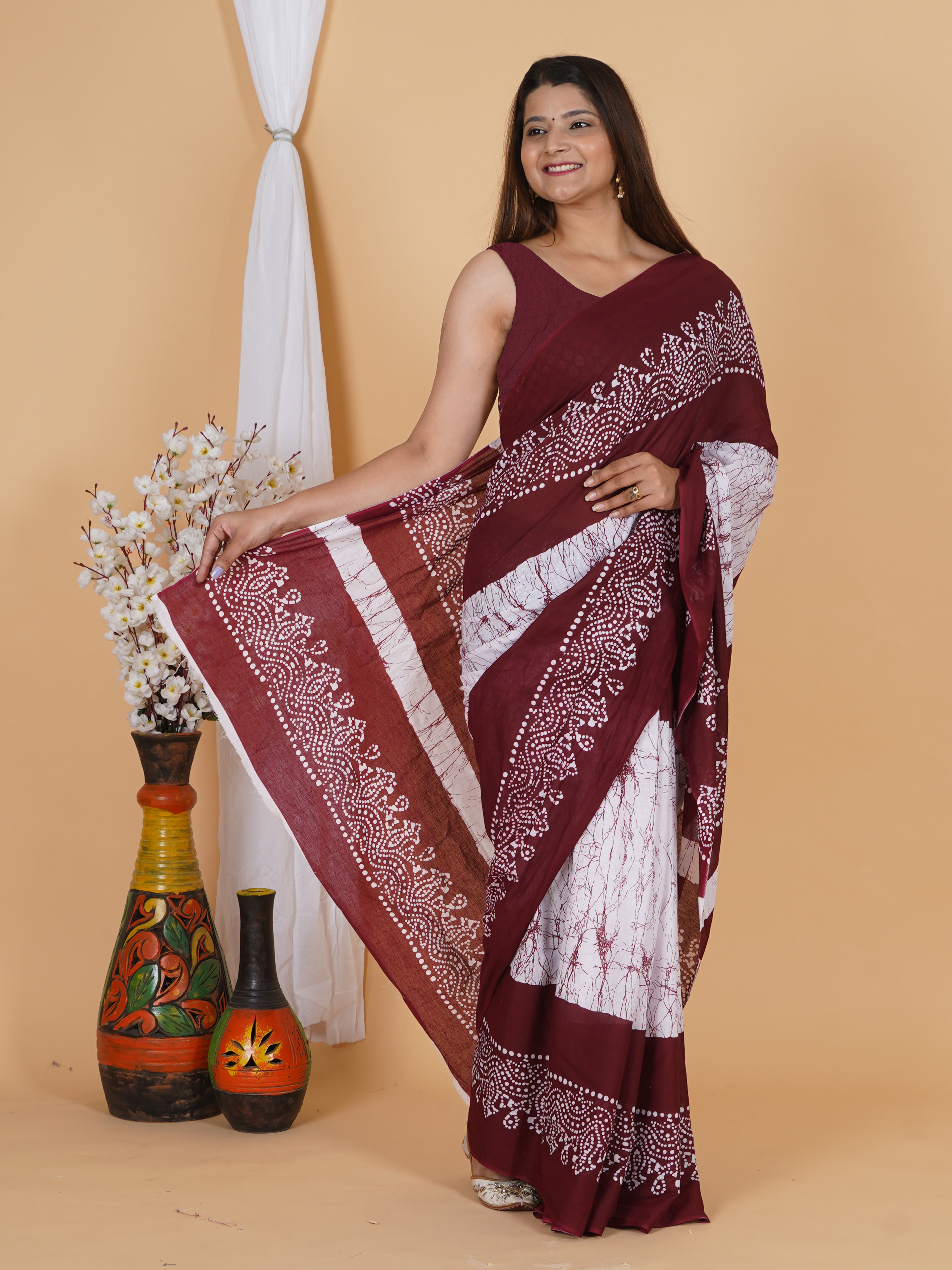 Stylish Printed Cotton Saree by SoftSpun Fabrics view 3