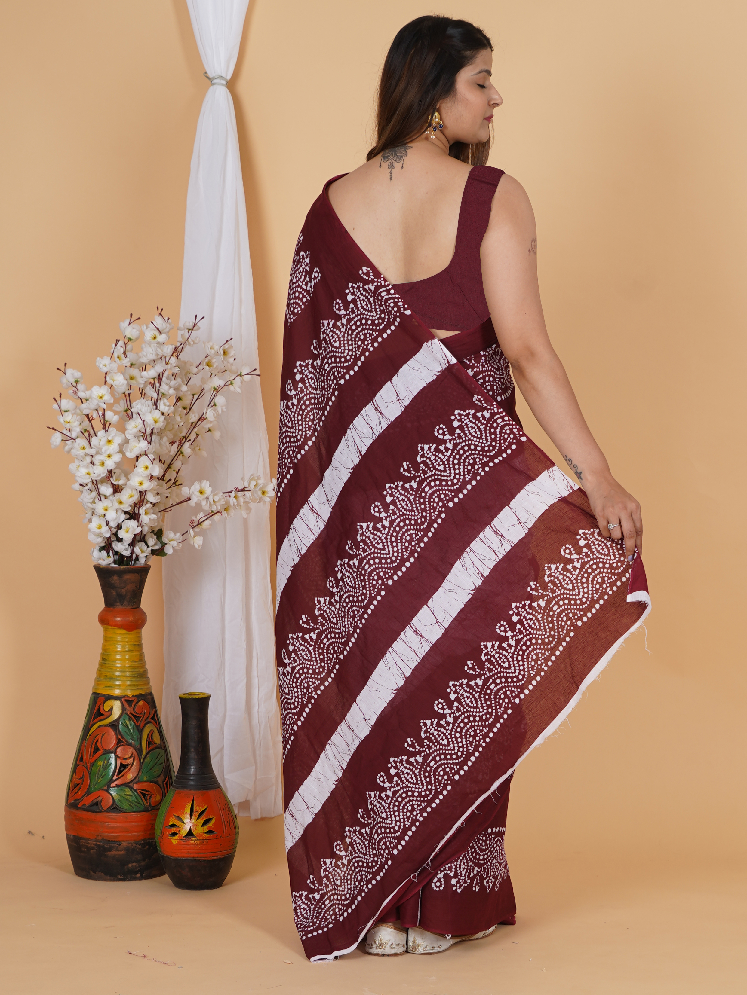 Stylish Printed Cotton Saree by SoftSpun Fabrics view 4
