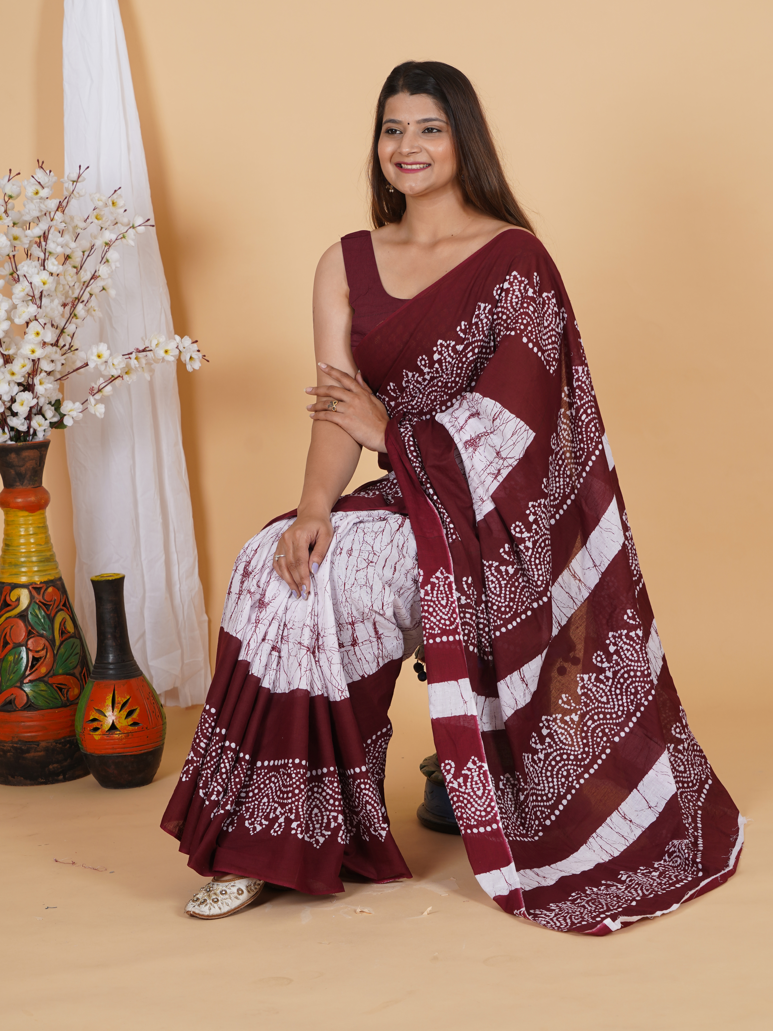Stylish Printed Cotton Saree by SoftSpun Fabrics view 6