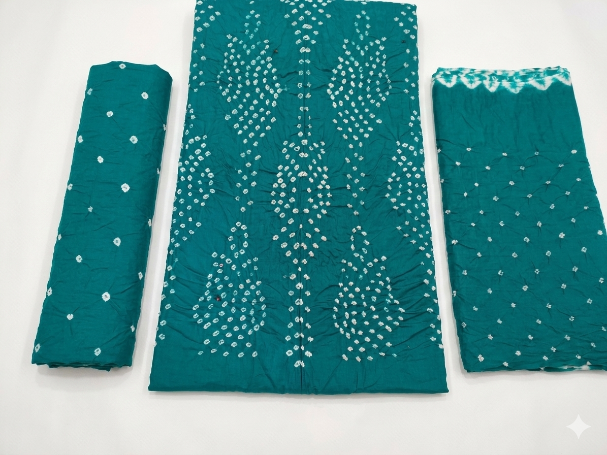 Teal Printed Traditional Indian Kurti and Dupatta Set view 3