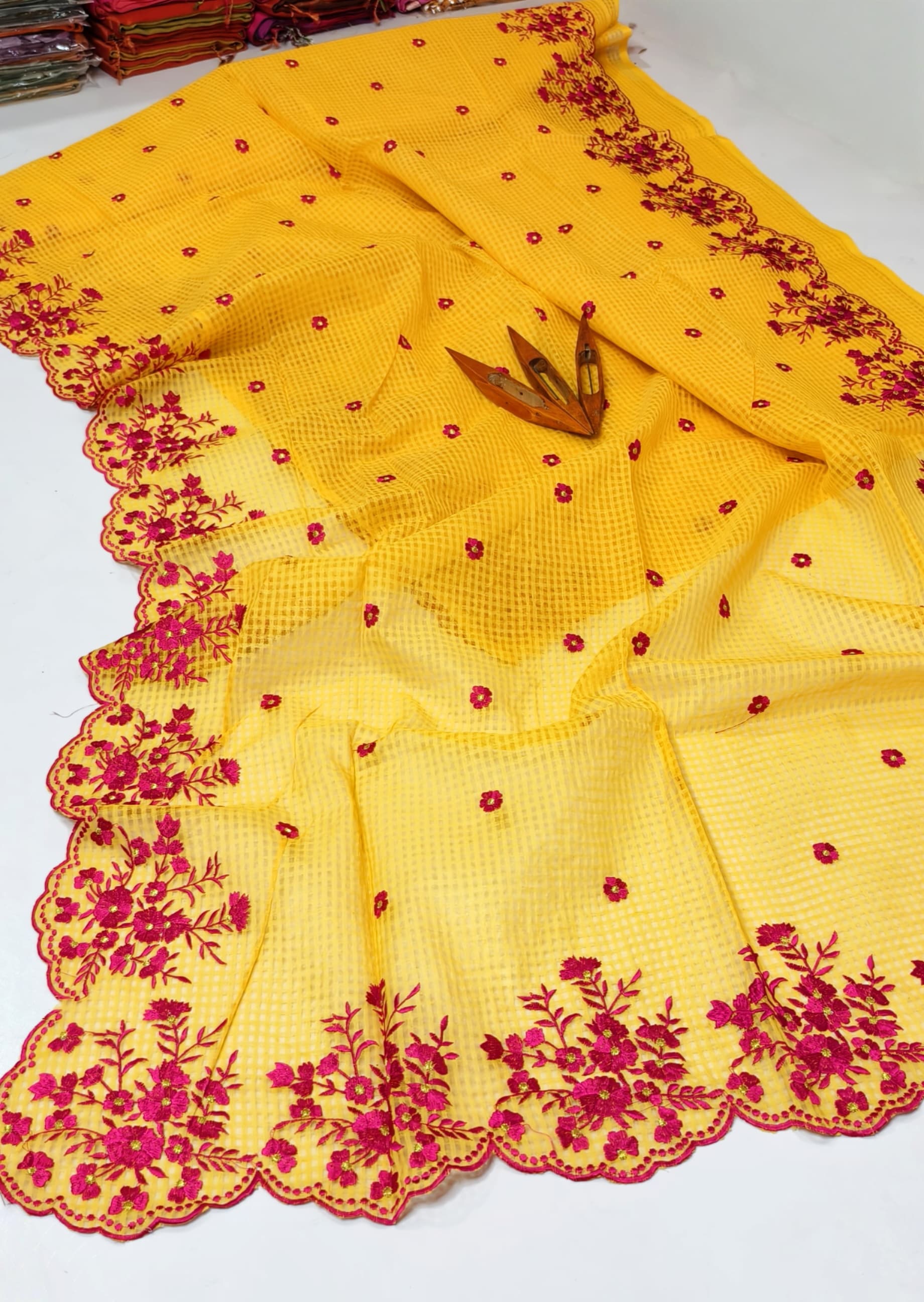 All overy embroidered Designed Kota Saree view 3