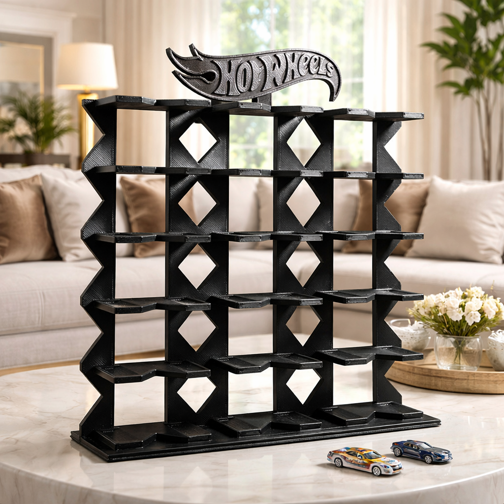 Faber Lux Toy Car Display Rack (Hot Wheels Compatible) - Black - 18 Slot view 3