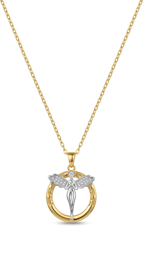 Gold-Tone Fairy Circle Pendant Necklace view 2