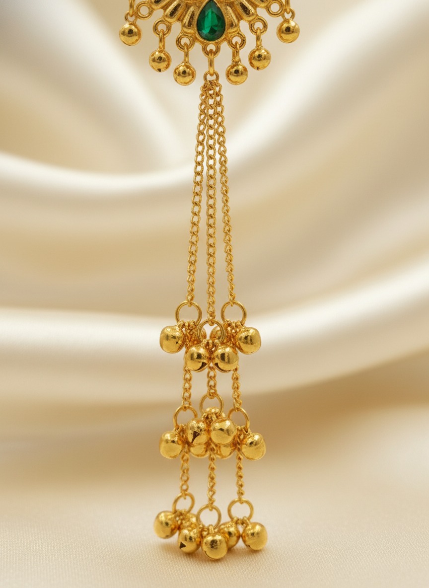 Gold-Tone Peacock Design Long Dangle Earrings view 2