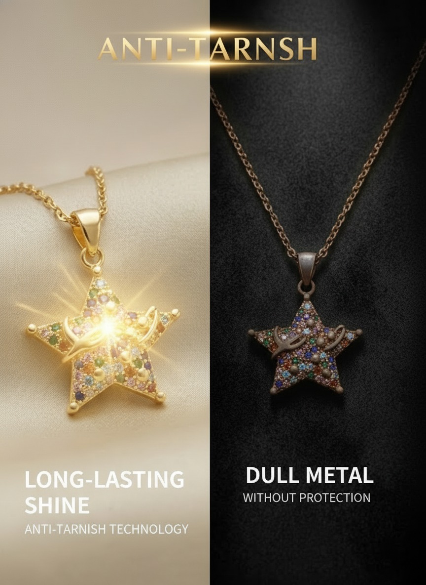 GemGleam Gold-Tone Star Pendant Necklace view 2