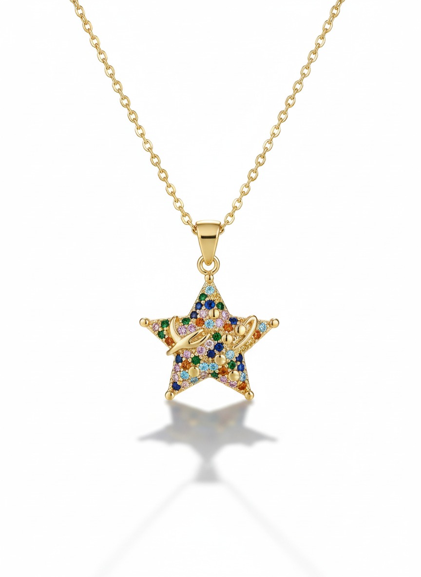 GemGleam Gold-Tone Star Pendant Necklace view 6