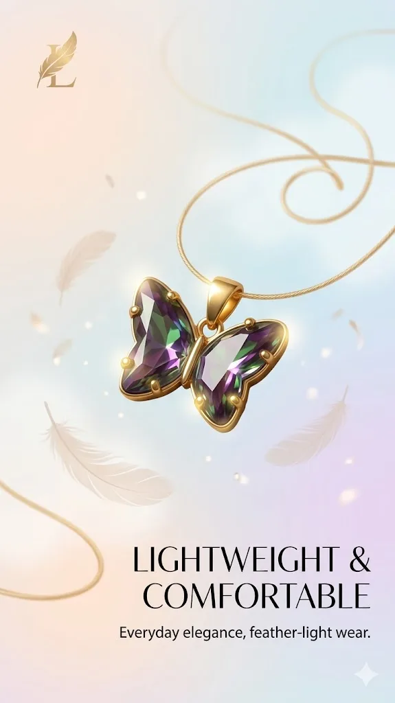 GemGleam Butterfly Crystal Pendant Necklace view 2