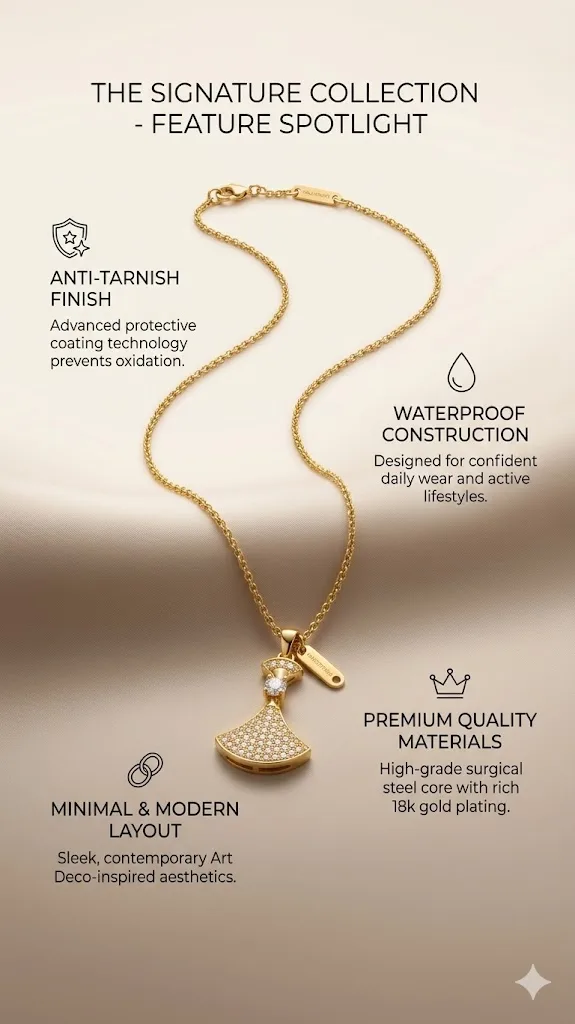 Gold-Tone Crystal Fan Pendant Necklace view 4