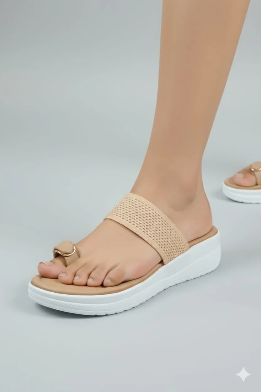 Women’s Golden anguthi Toe-Ring Platform Slide Sandals view 2