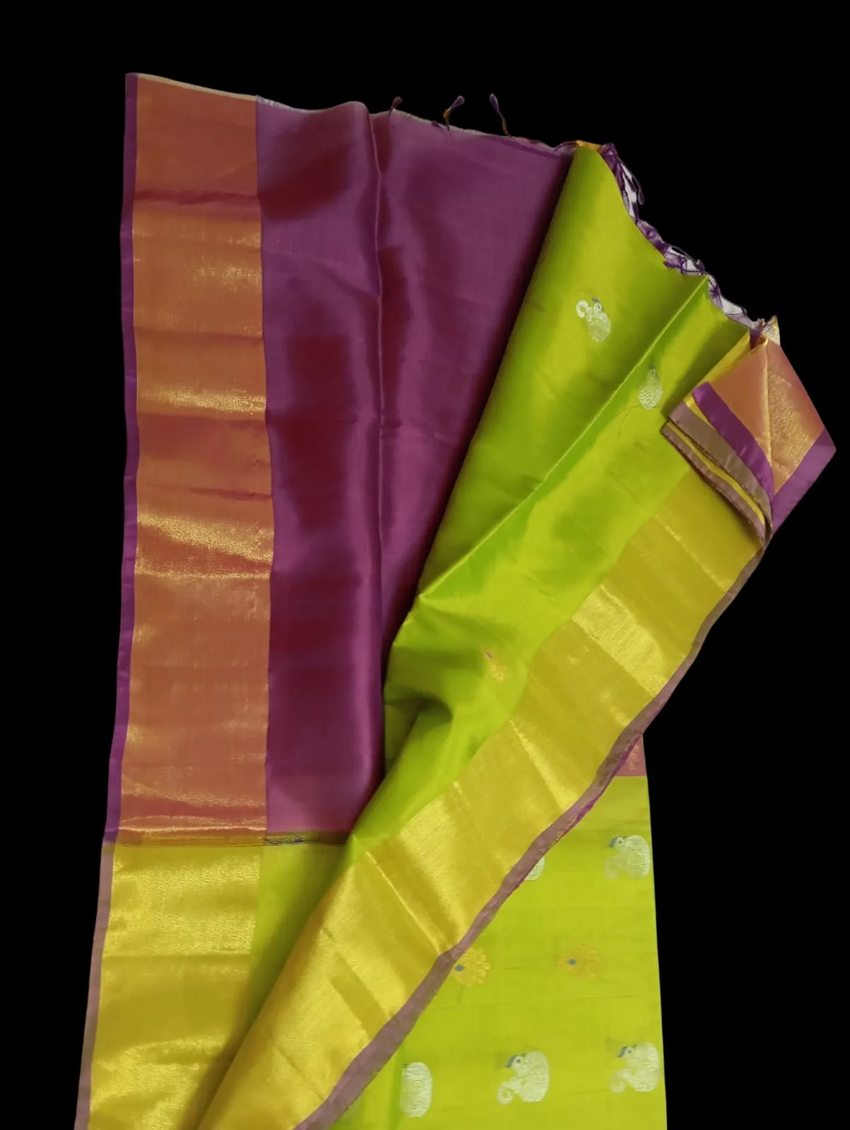Kanchi Pure Silk Saree with Zari Border and Woven Motifs view 2