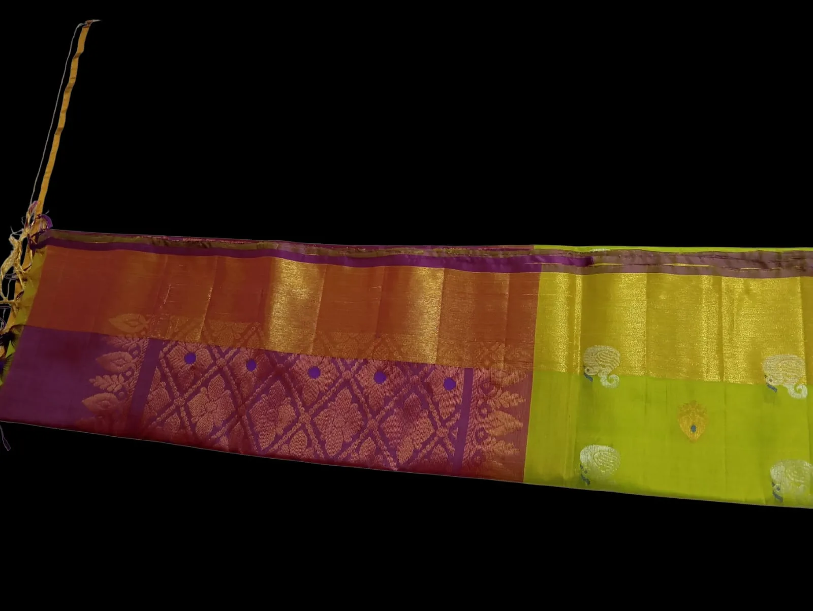 Kanchi Pure Silk Saree with Zari Border and Woven Motifs view 3