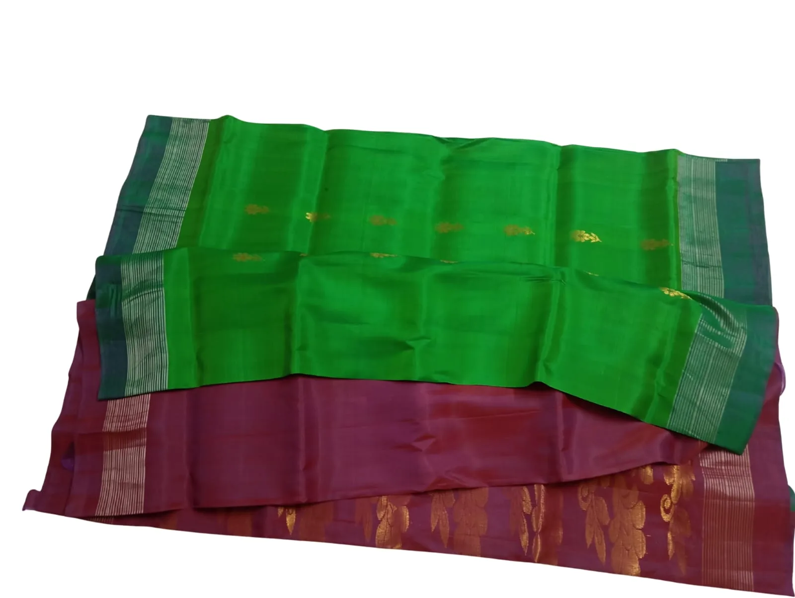 Kanchi Pure Silk Saree with Gold Zari Floral Motifs view 2