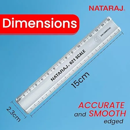 NATARAJ 621 Scale Transparent Plastic Ruler , Pack of 10 view 2