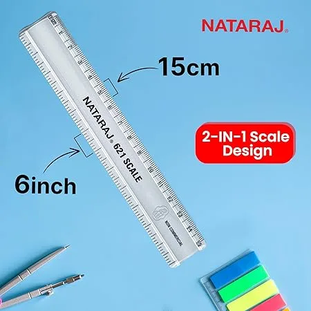 NATARAJ 621 Scale Transparent Plastic Ruler , Pack of 10 view 4