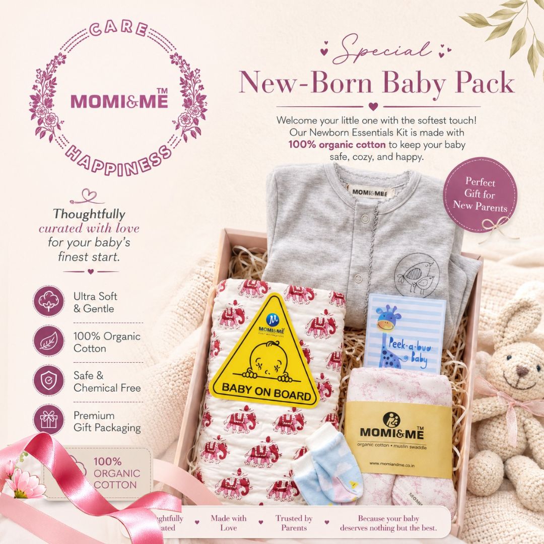MOMI&ME The Welcome Sweet Baby - A Perfect Congratulatory Gift for New Parents! | The Momiandme NewBorn Gift Box | Gift Hamper| Unisex Clothing Set | Infants Essentials | Baby Shower | 5 piece set | For BabyBoy and BabyGirl view 2