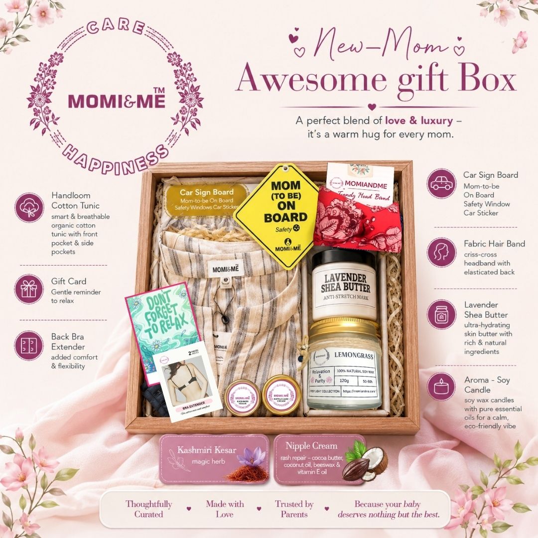 Momiandme New Mom Awesome-Luxury Gift Box | Momiandme Luxurious Gifts for New Mum Gift Box | Gift Hamper | Baby Shower | 5+3 piece view 3