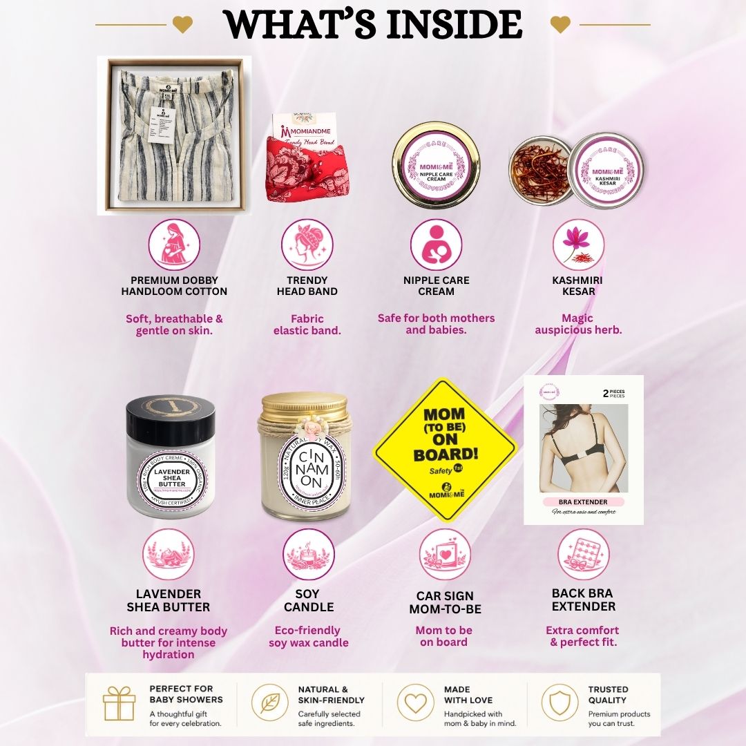 Momiandme New Mom Awesome-Luxury Gift Box | Momiandme Luxurious Gifts for New Mum Gift Box | Gift Hamper | Baby Shower | 5+3 piece view 4