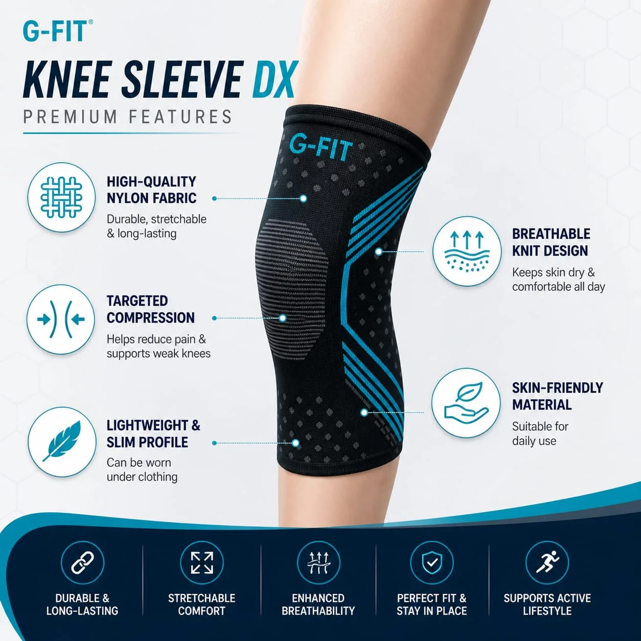 G-Fit Knee Sleeve DX Compression Knee Support view 3