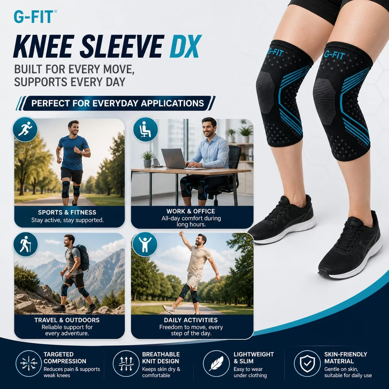 G-Fit Knee Sleeve DX Compression Knee Support view 4
