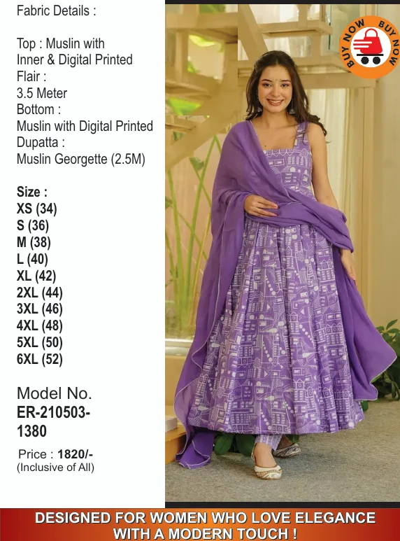 Women's Lavender Printed Kurta Palazzo Set with Dupatta view 2