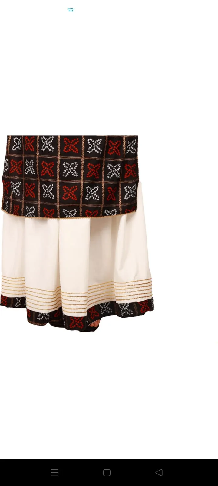 Women Black Printed Kurta with Off-White Skirt Set view 2