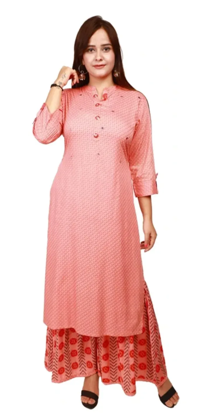 Women's Pink Printed Layered Palazzo Pants view 3