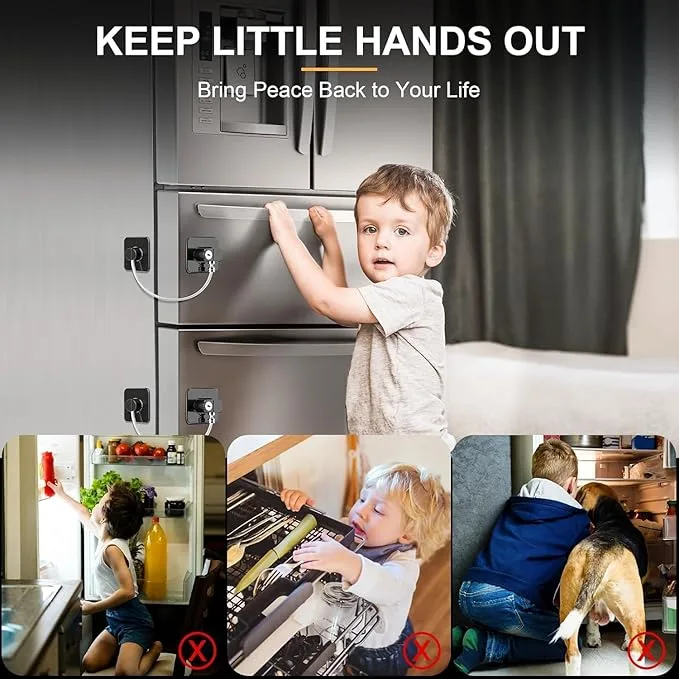 Child Safety Cabinet Lock with Steel Cable view 2