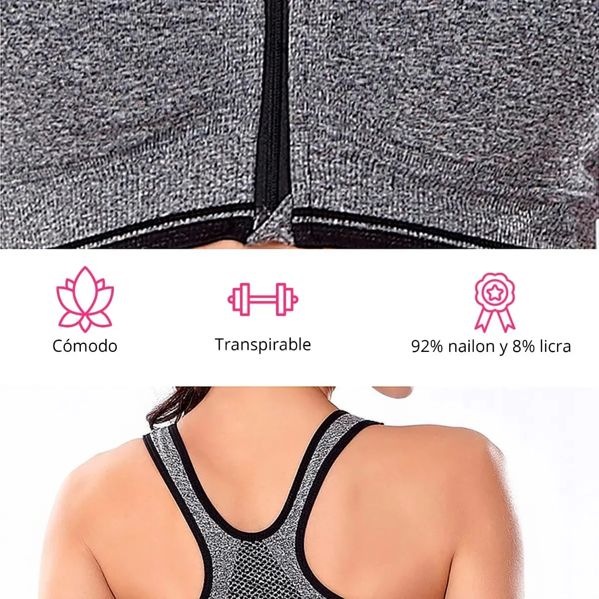 Women’s Front-Zip Racerback Sports Bra view 4