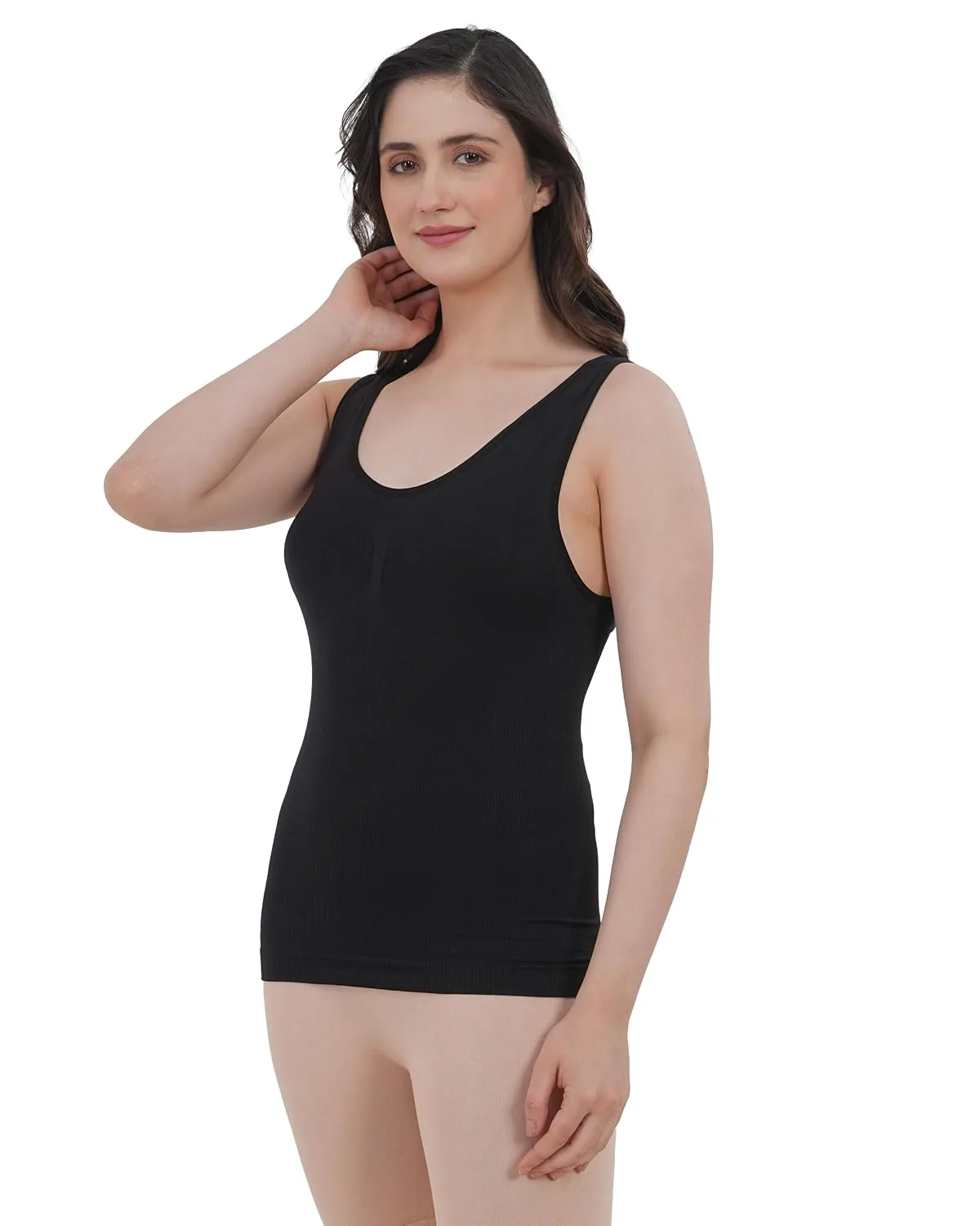 Women's Black Seamless Shapewear Tank Top view 4