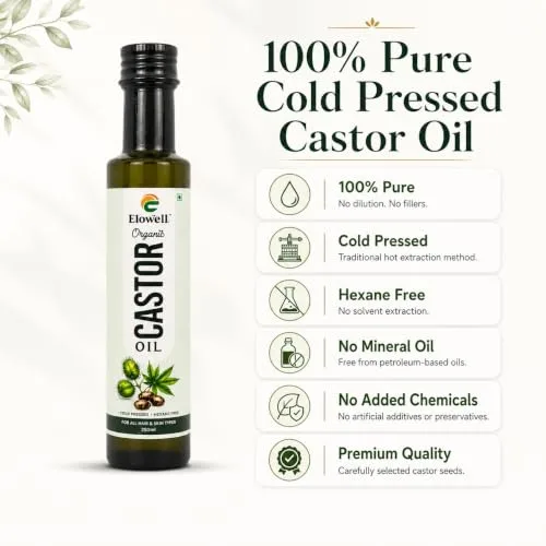 Organic Cold Pressed Castor Oil | 100% Pure & Natural | Hexane Free | For Hair Growth, Eyebrows, Eyelashes, Beard & Skin Care | Multipurpose Carrier Oil | 250ml view 2