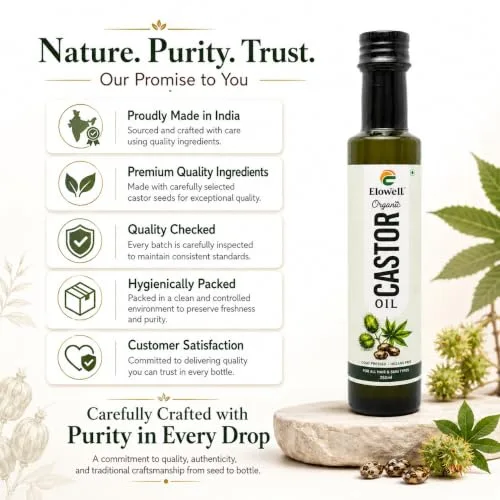 Organic Cold Pressed Castor Oil | 100% Pure & Natural | Hexane Free | For Hair Growth, Eyebrows, Eyelashes, Beard & Skin Care | Multipurpose Carrier Oil | 250ml view 5