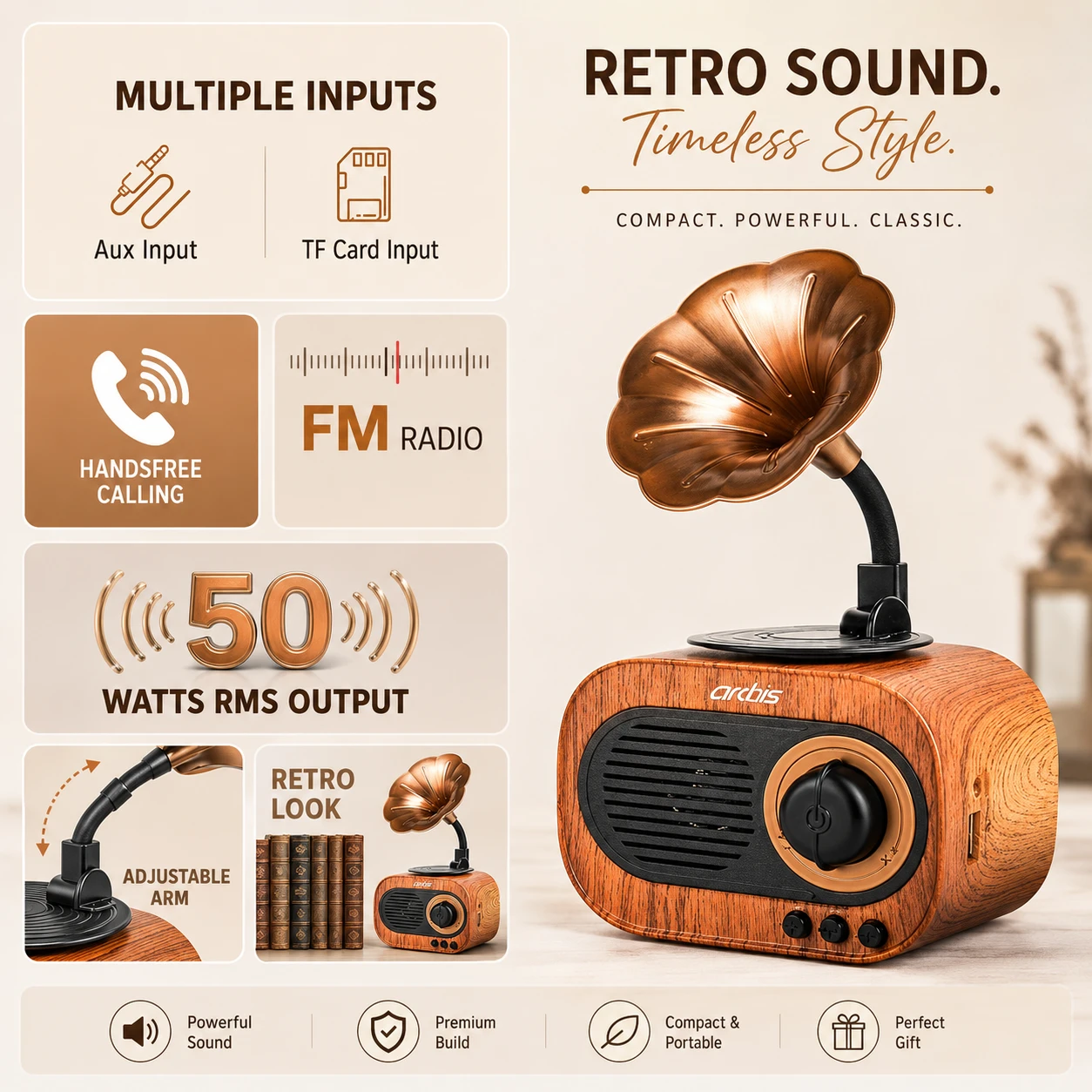 Music Apollo B7 Retro Bluetooth Speaker view 4
