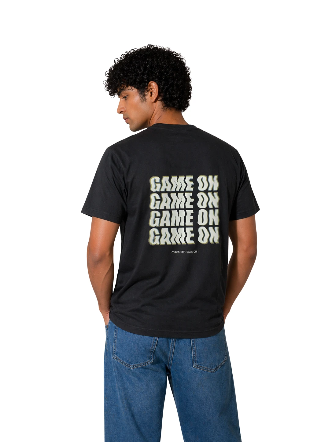 Men's Black Graphic Crew Neck T-Shirt view 2
