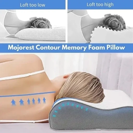Memory Foam Orthopaedic Pillow Solid ORTHOPEDIC Solid Sleeping (Grey) view 4