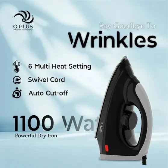 O Plus Cruel Non-Stick & Light Weight 1100 W Dry Iron view 3