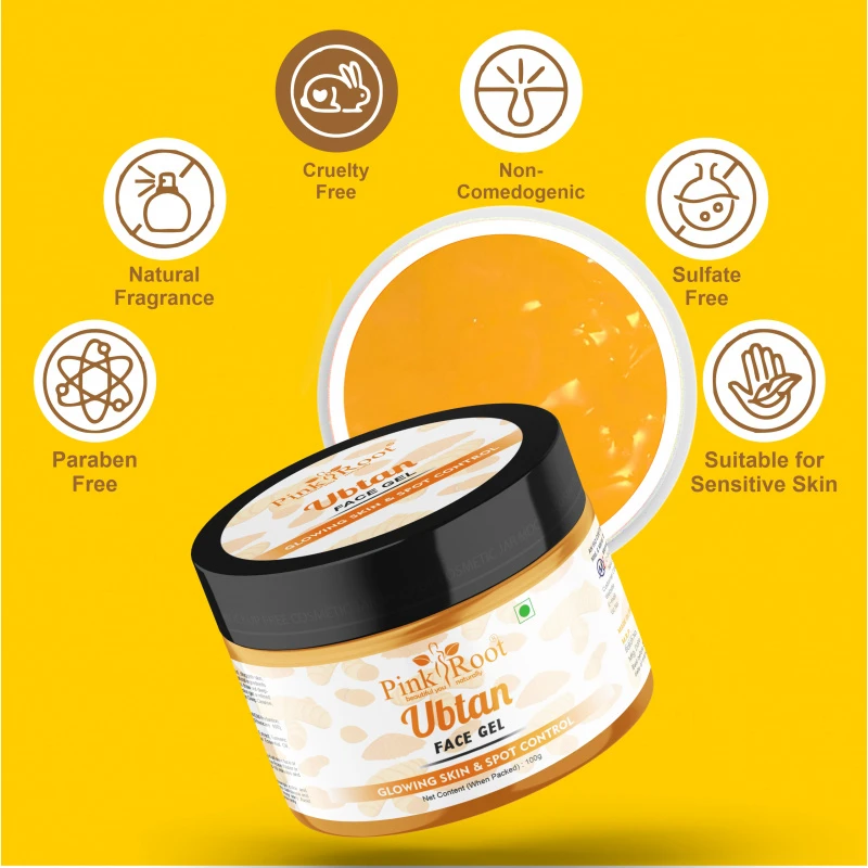 Pink Root Ubtan Face Gel 100gm for Depigmentation, Oil Control, Acne & Fairness, Pollution removing wash-off face gel, Skin Brightening Detan Face Gel For Glowing Skin,Tan Removal, Whitening, for All Skin Types view 5