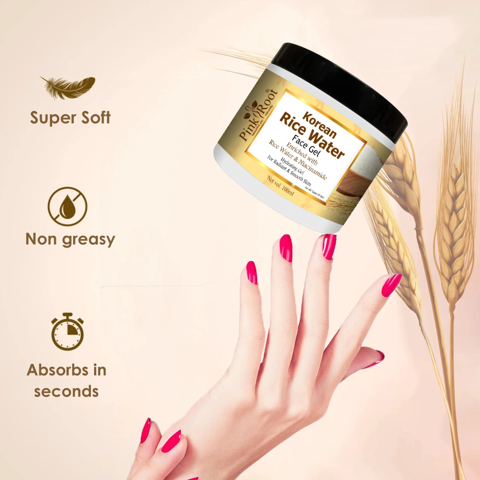 Pink Root Rice Water Face Gel 100ml, Removes Excess Oil, Glass Looking Skin, Acne Controls view 5