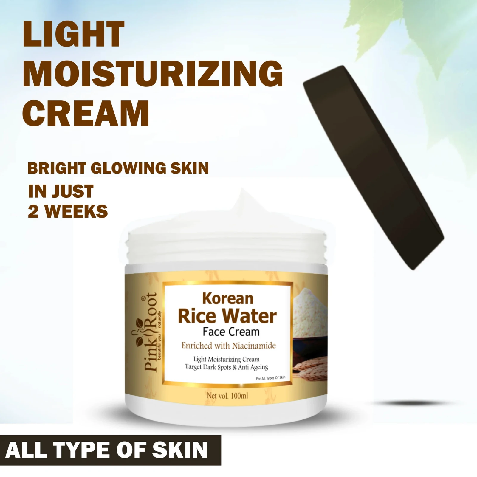 Pink Root Rice water Face & body Cream 100gm, Removes Excess Oil, Glass Looking Skin, Acne Controls view 3