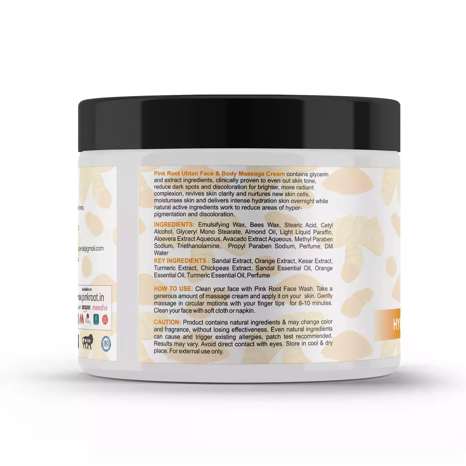 Pink Root Ubtan Massage Cream 100gm for Skin Brightening Tan Removal, Oil Control, Radiance Boosting, Rejuvenating Skin - No Parabens, Silicones view 5