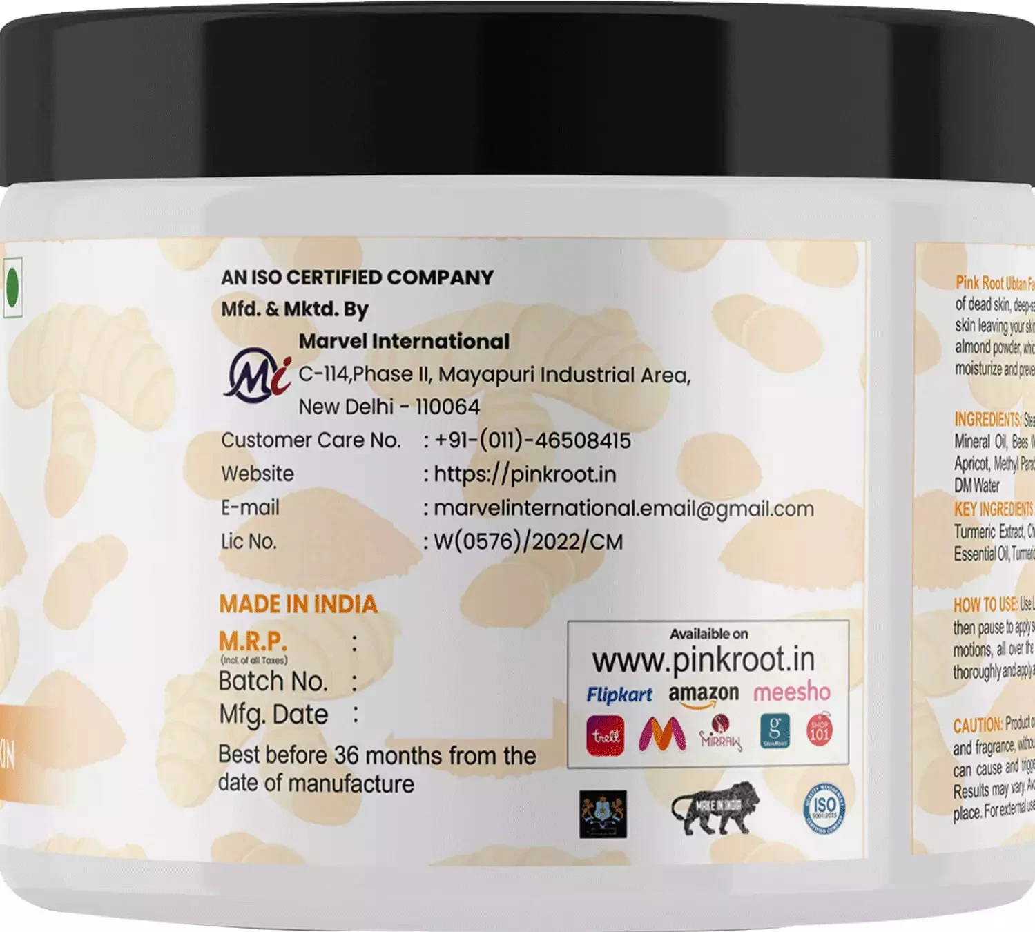 Pink Root Ubtan Face Scrub 100gm Cream Scrub for Depigmentation, Oil Control, Acne & Fairness, Pollution removing Scrub, Skin Brightening Detan Face Scrub  For Glowing Skin,Tan Removal, Whitening view 2