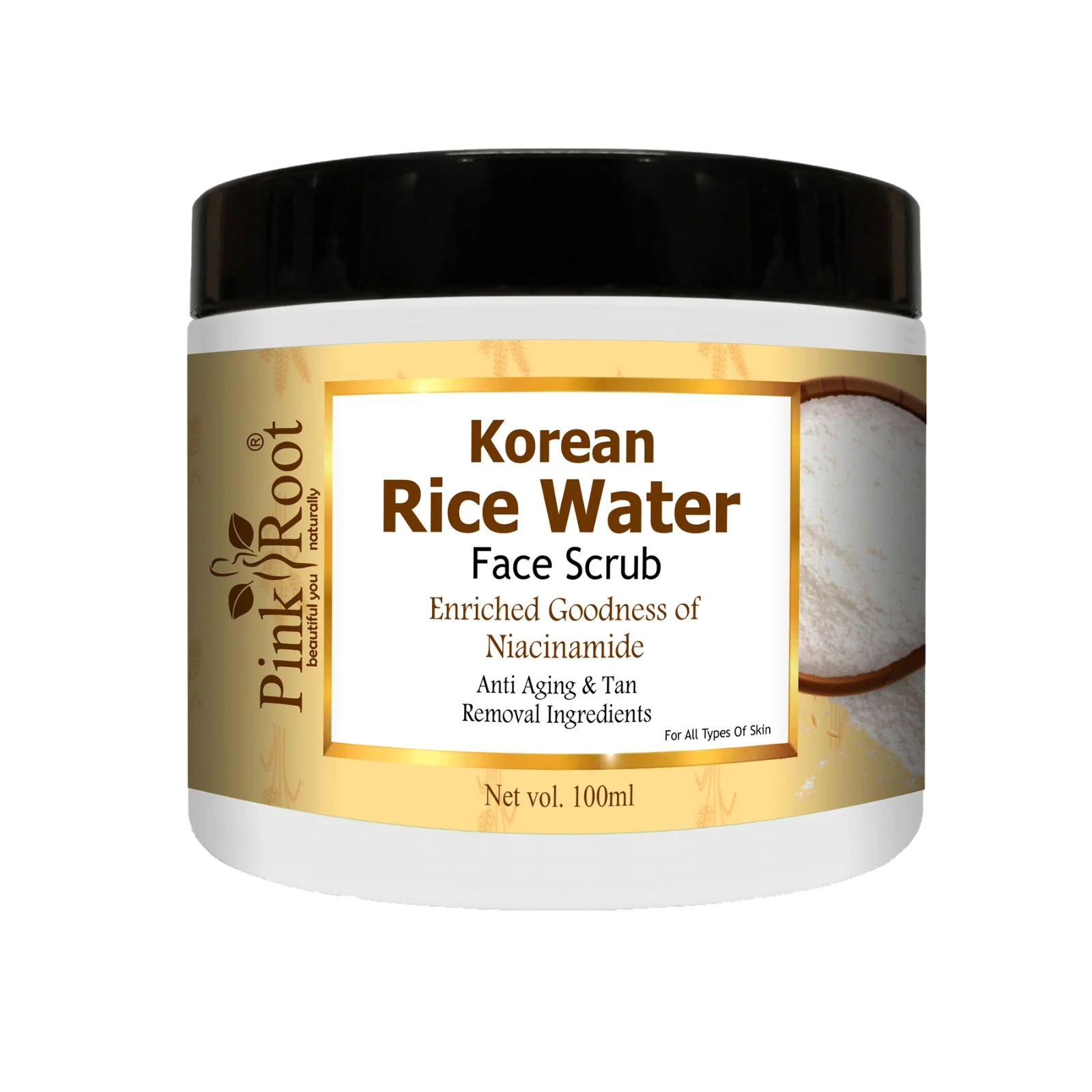 Pink Root Rice Water Scrub For Men & Women | Skin Whitening & Brightening  Scrub|Remove Blackheads |(100 g) view 2
