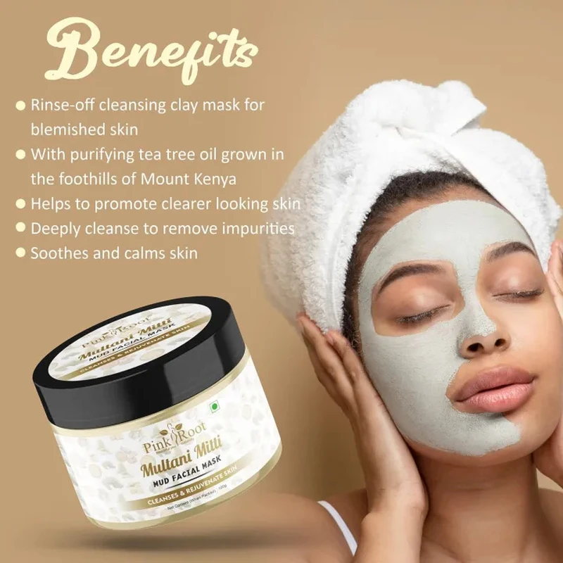 Pink Root Multani Mitti Face Mask For Anti Tan, Anti Acne, Soft & Blemish Free Skin (100 g) view 2