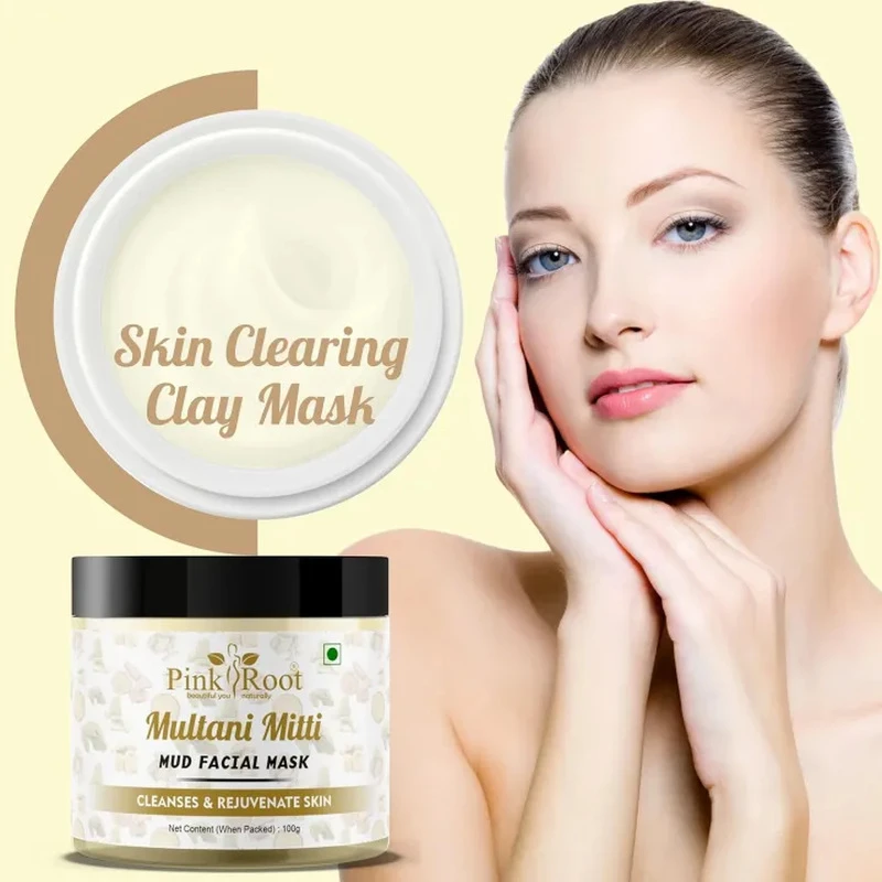Pink Root Multani Mitti Face Mask For Anti Tan, Anti Acne, Soft & Blemish Free Skin (100 g) view 3